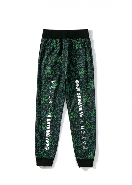 Чорно-зелені штани Bape Aape by A BATHING APE x Razer Color Black Green Pants Unisex