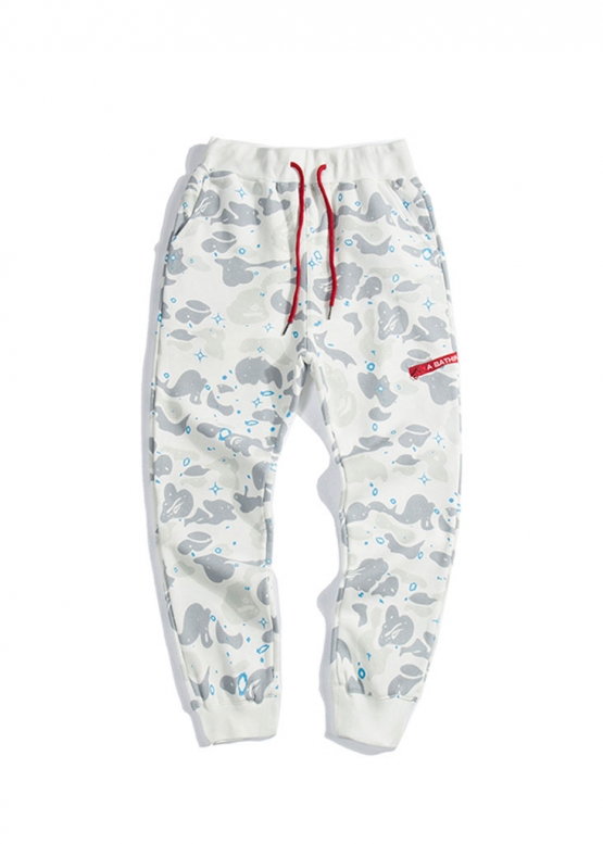 Bape Aape by A BATHING APE Space Camo Color White Pants Unisex