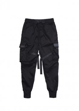 Cyberpunk Cargo Black Pants With Belts Unisex - TL1111