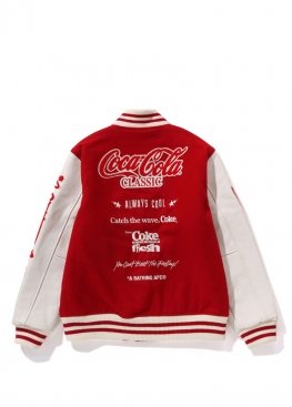 Красная куртка Bape x Coca-Cola Varsity Jacket - VA1117