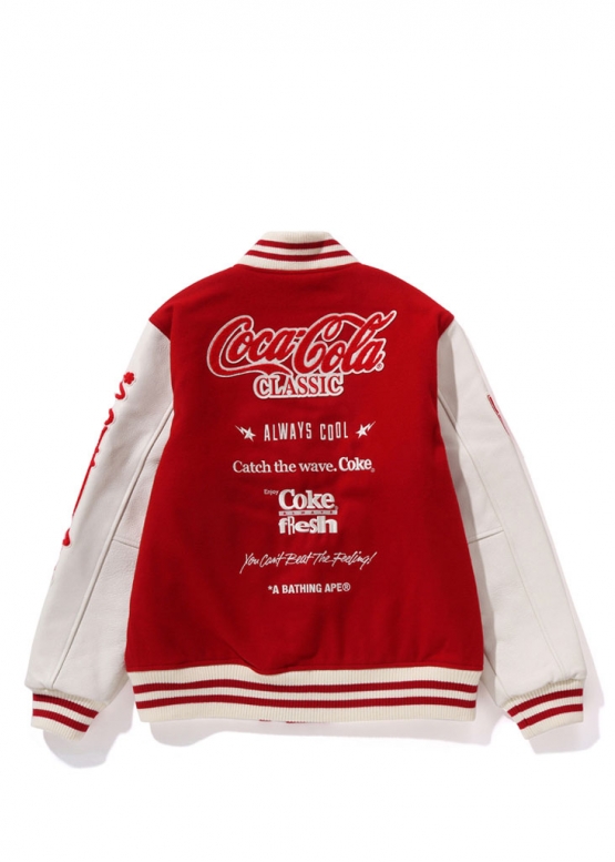 Красная куртка Bape x Coca-Cola Varsity Jacket