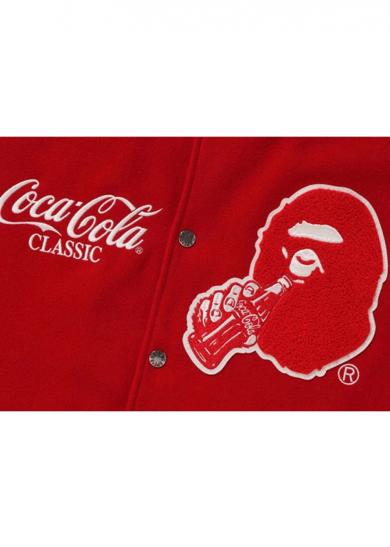 Красная куртка Bape x Coca-Cola Varsity Jacket