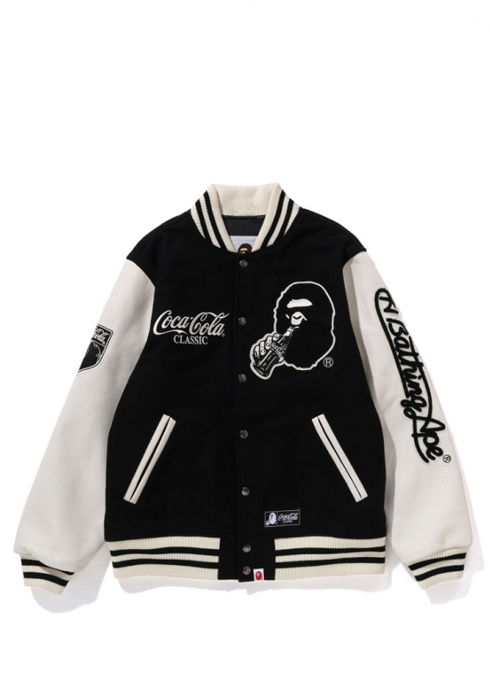 Чорна куртка Bape x Coca-Cola Varsity Jacket