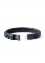 Black leather bracelet-charging cable Lightning/Type C