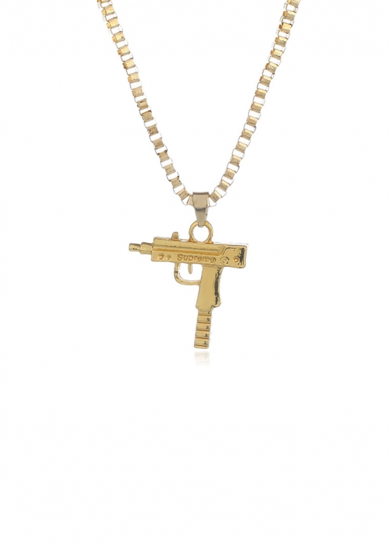 Золотий ланцюжок з автоматом UZI Supreme Color Gold Chain
