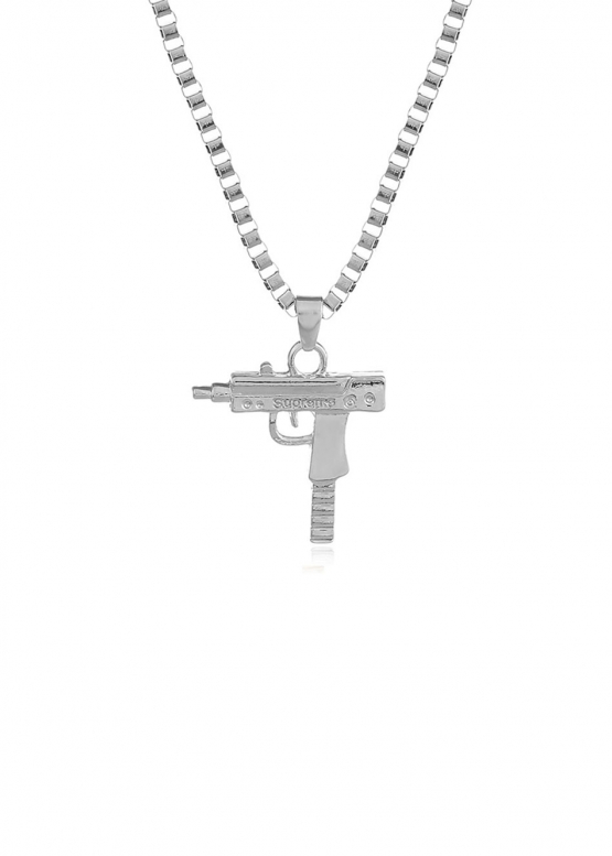 Срібний ланцюжок з автоматом UZI Supreme Color Silver Chain
