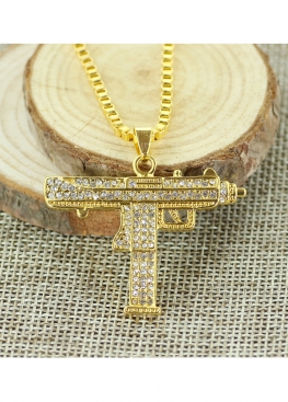 Золотая цепочка с автоматом UZI Gold Bling Chain - XS1114