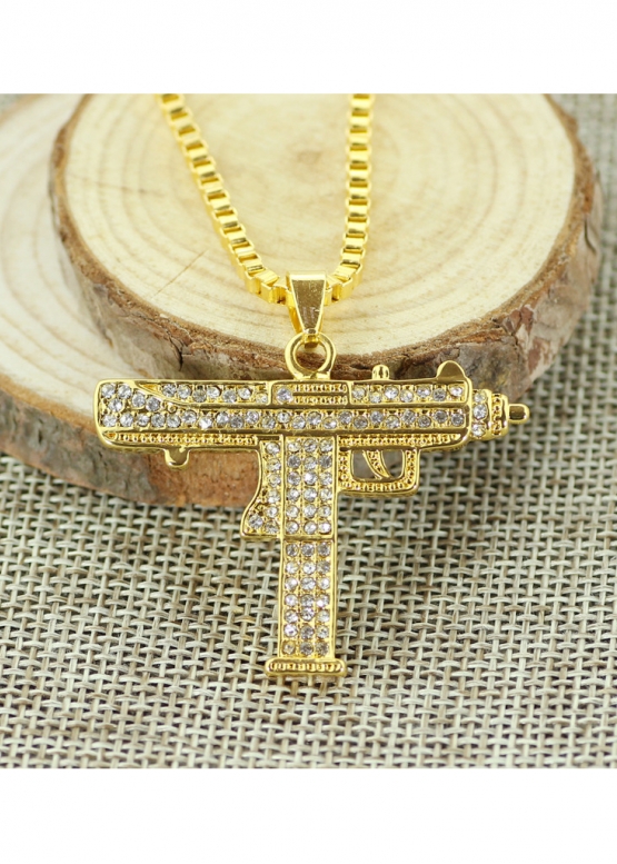 Золотий ланцюжок з автоматом UZI Color Gold Bling Chain
