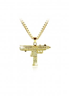 Золотая цепочка с автоматом UZI Gold Bling Chain - XS1114