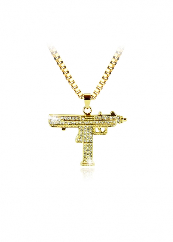 Золотий ланцюжок з автоматом UZI Color Gold Bling Chain