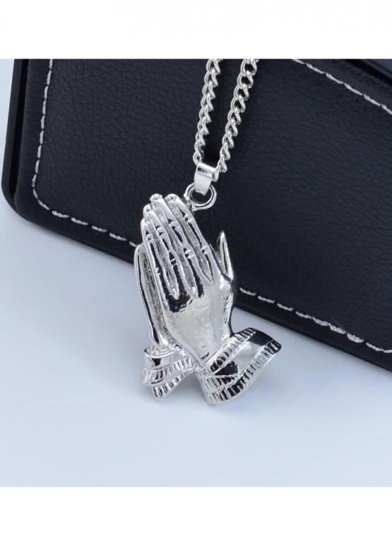 Drake Prayer Hands Color Silver Chain