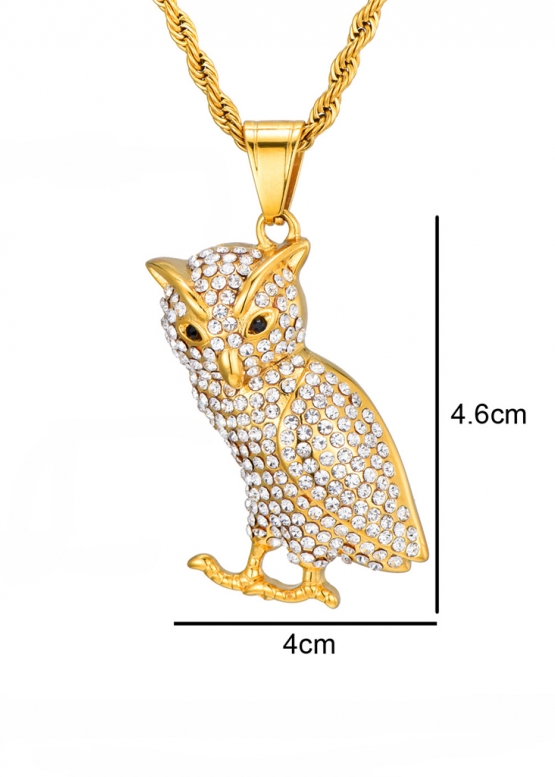 Золотий ланцюжок з совою Owl Color Gold Bling Chain