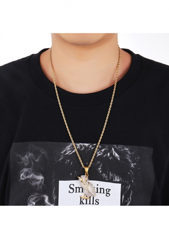Золотий ланцюжок з совою Owl Color Gold Bling Chain