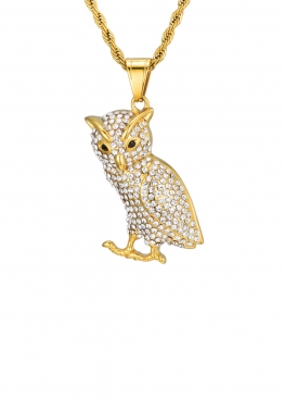 Золотий ланцюжок з совою Owl Gold Bling Chain - XS1118
