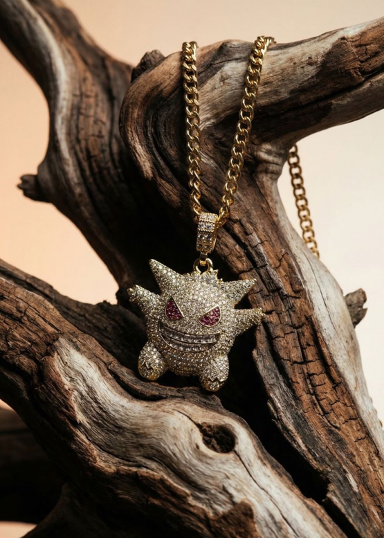 Золотий ланцюжок з покемоном Gengar Pokemon Color Gold Bling Necklace