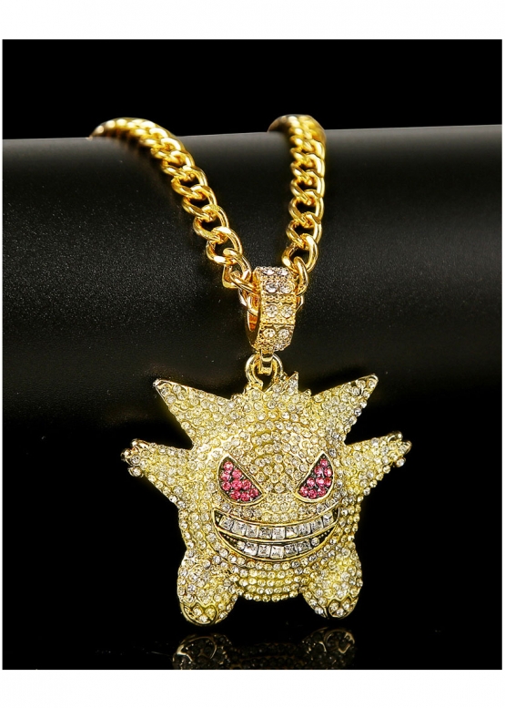 Gengar Pokemon Color Gold Bling Necklace