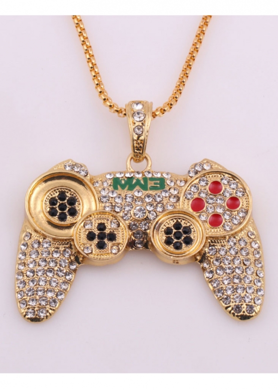 Золота підвіска джойстик Game Controller Color Gold Bling Necklace