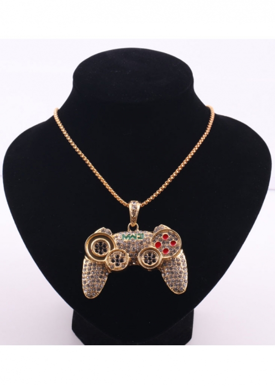 Золота підвіска джойстик Game Controller Color Gold Bling Necklace