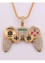 Game Controller Color Gold Bling Necklace
