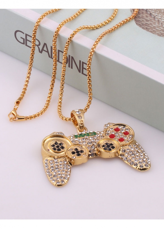 Game Controller Color Gold Bling Necklace