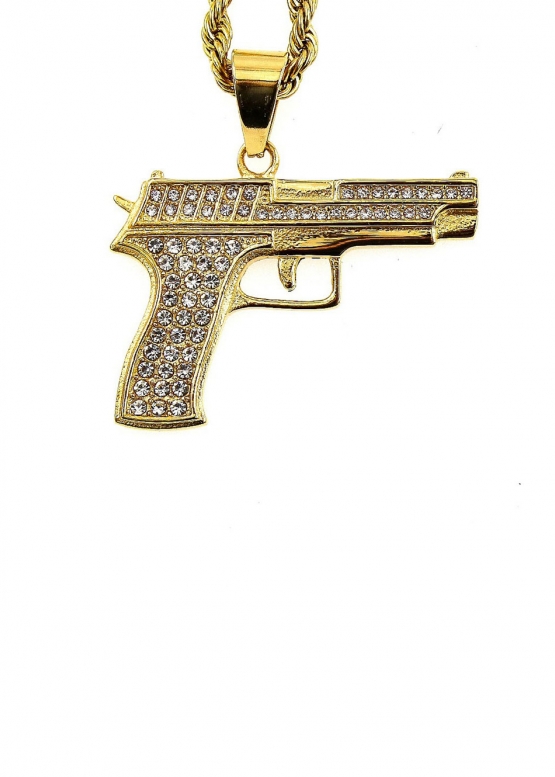 Золотий ланцюжок з пістолетом Color Gold Pistol Bling Necklace